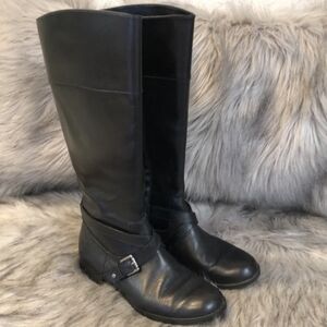 Lauren Ralph Lauren Black Leather Knee Boots riding Boots